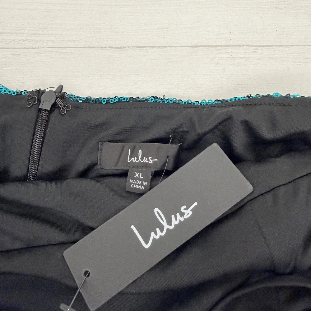 NWT Lulus Sequin Midi Dress‎ XL Teal Lace Up Back Sparkling Party Prom Stretch